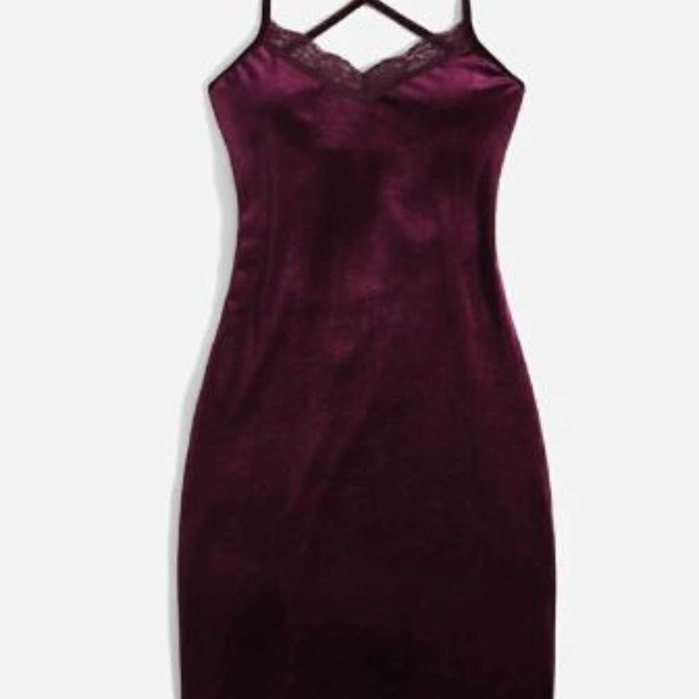 NWT, Shein • Velvet Lace Mini Bodycon Dress, Size Medium
